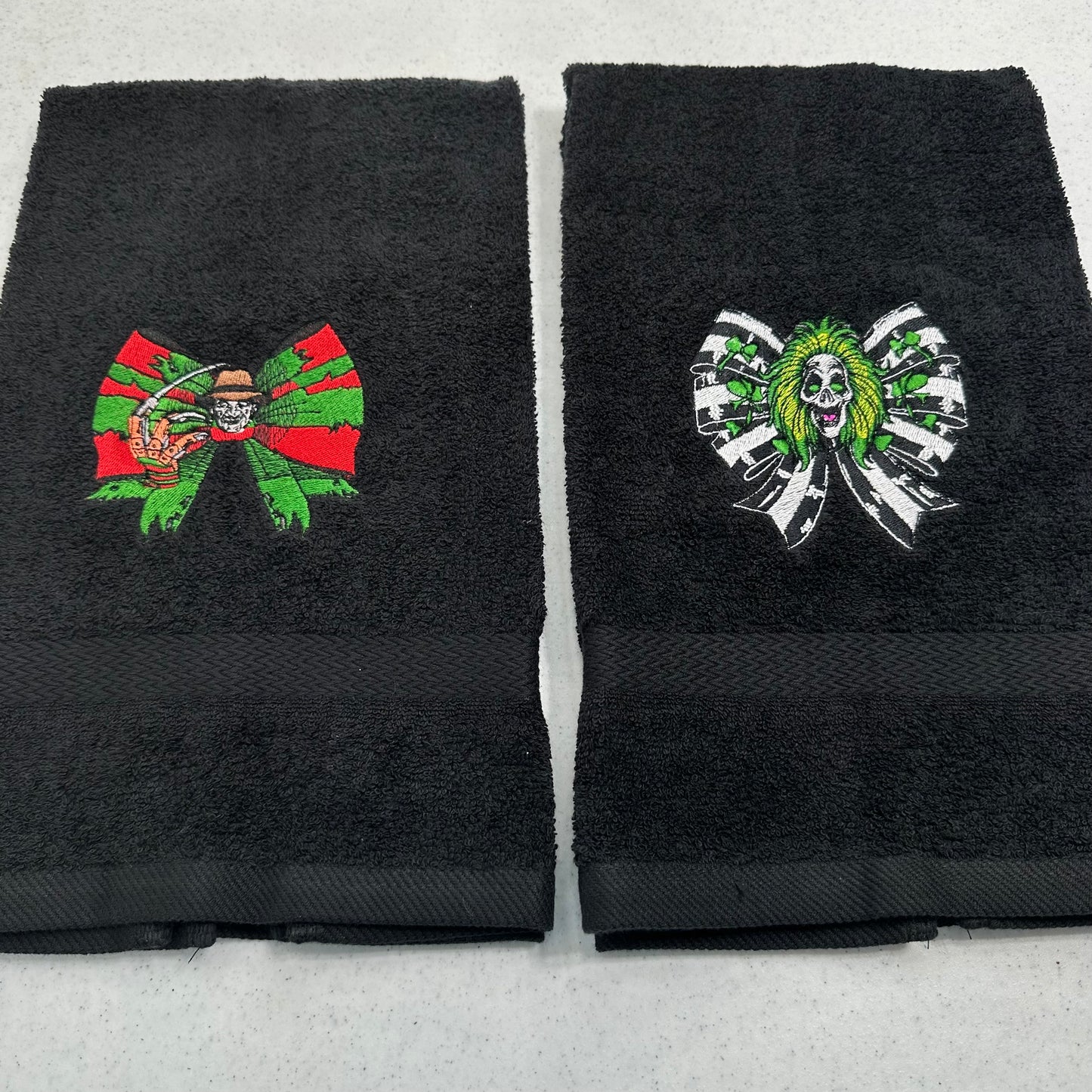 Halloween Hand Towel Set Embroidered Horror Movie Freddy Jason Scream Ghostface Pennywise Chucky Beetlejuice