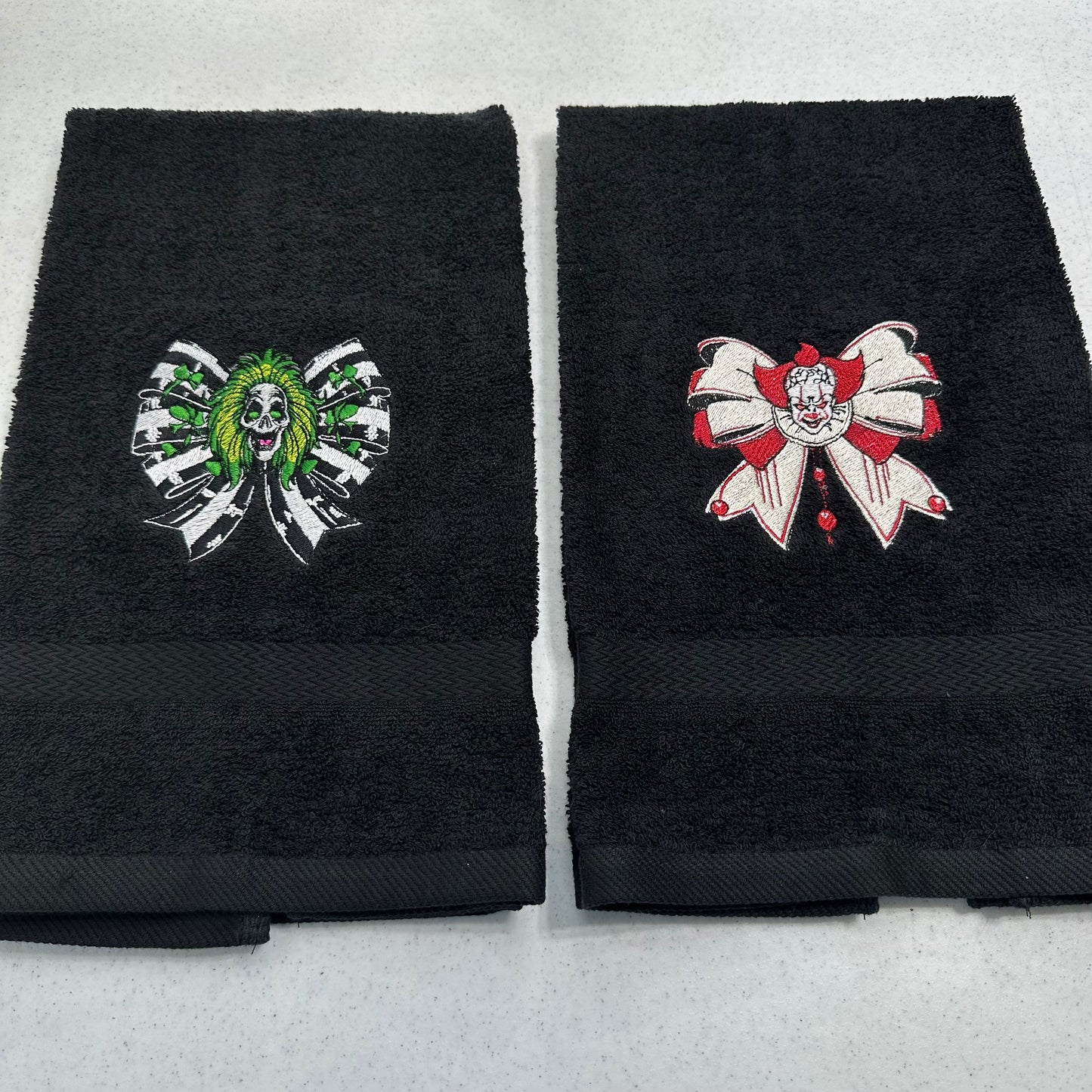 Halloween Hand Towel Set Embroidered Horror Movie Freddy Jason Scream Ghostface Pennywise Chucky Beetlejuice
