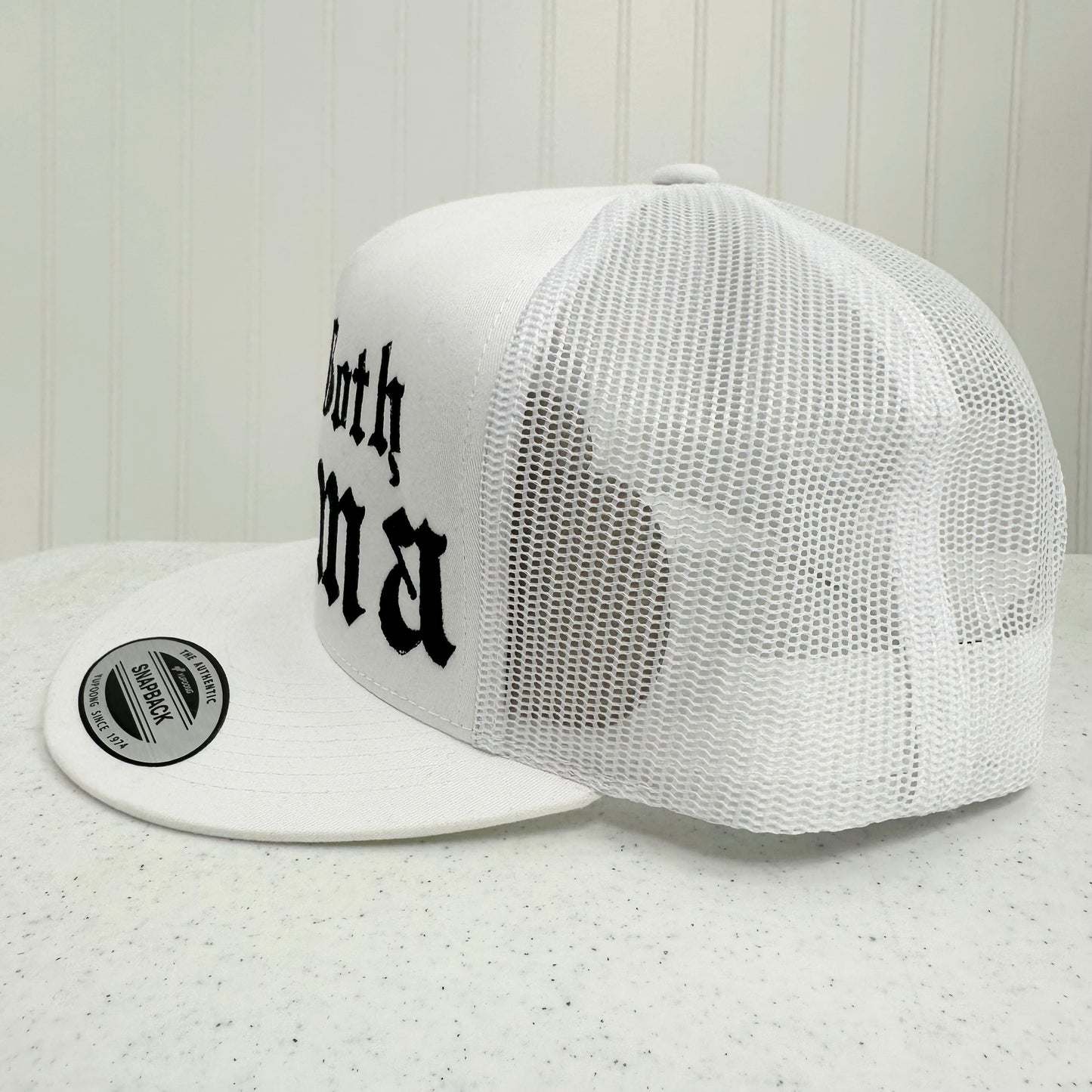YP Classics Goth Mama Trucker Hat Embroidered White Unisex Mom Gift
