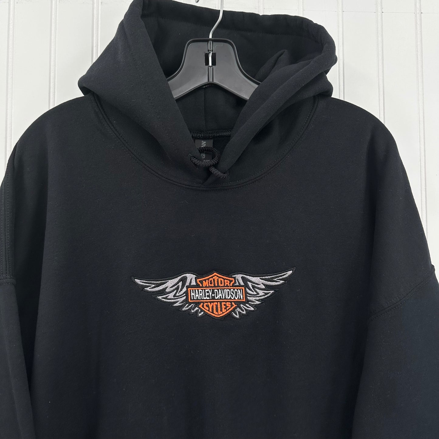 Harley Davidson HOODIE Embroidered Adult Unisex Hooded Sweatshirt Wings Biker