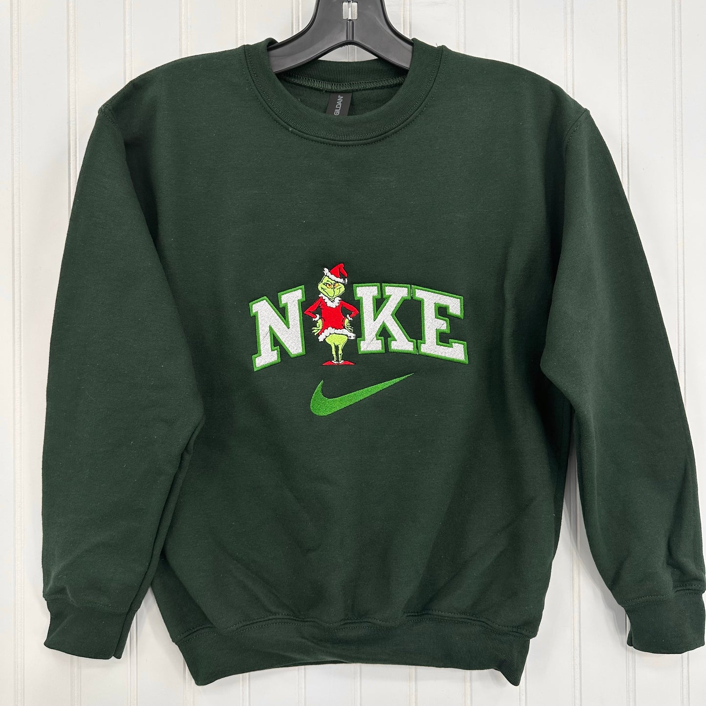 Nike Grinch Christmas Embroidered YOUTH Sweatshirt Kids Boy Girl Unisex Crewneck