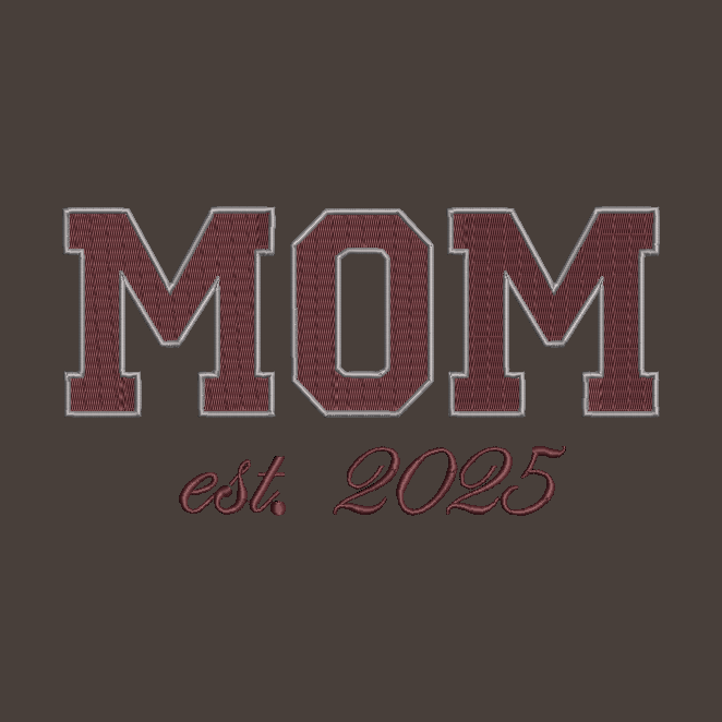 MOM Embroidered Adult Unisex Crewneck Sweatshirt New Mom 2025 Maroon Thread