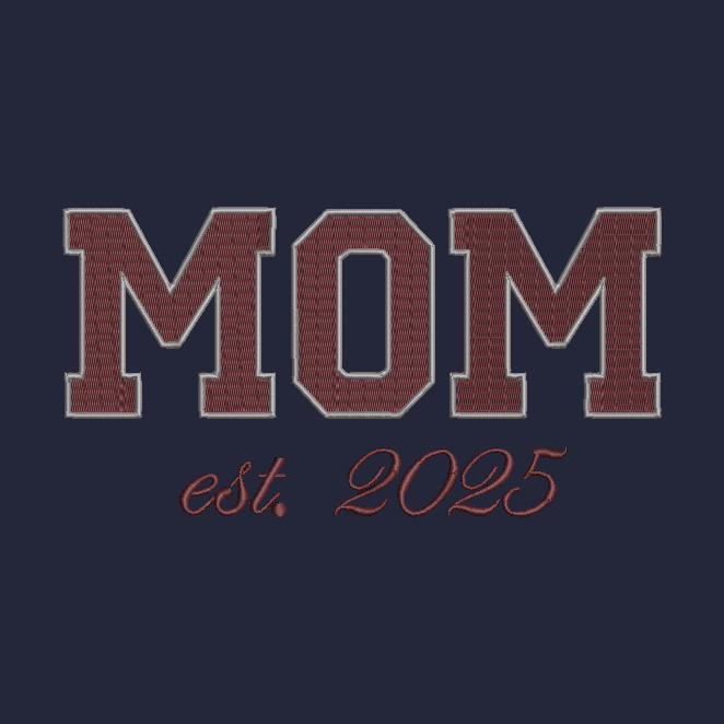 MOM Embroidered Adult Unisex Crewneck Sweatshirt New Mom 2025 Maroon Thread
