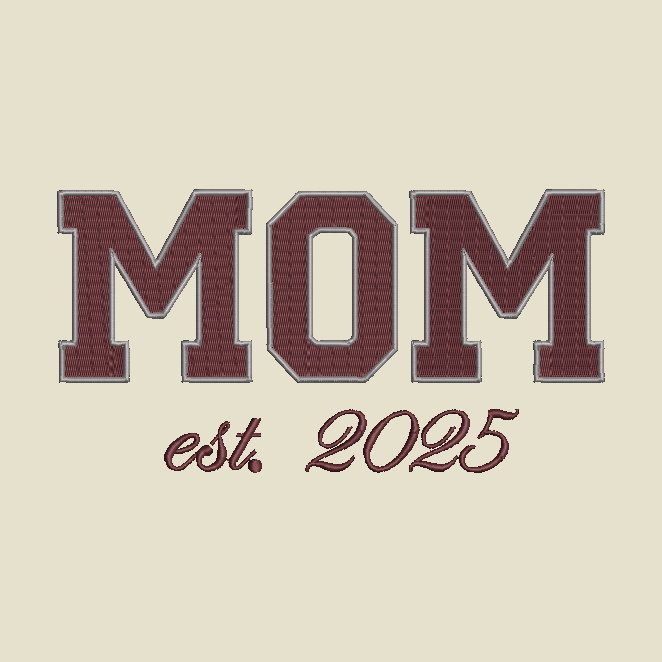 MOM Embroidered Adult Unisex Crewneck Sweatshirt New Mom 2025 Maroon Thread