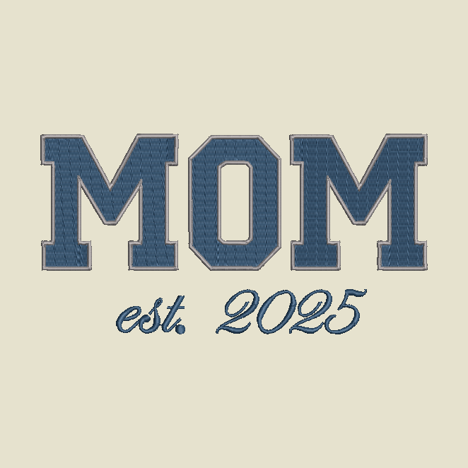 MOM Embroidered Adult Unisex Crewneck Sweatshirt New Mom 2025 Navy Blue Thread