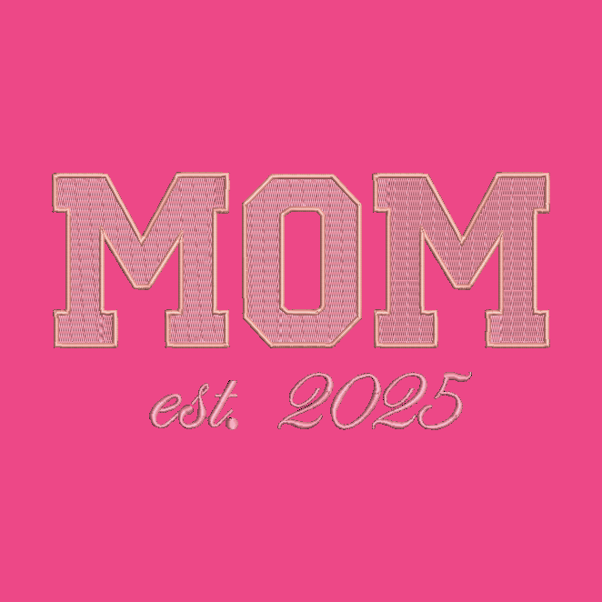 MOM Embroidered Adult Unisex Crewneck Sweatshirt New Mom 2025 Pink Thread