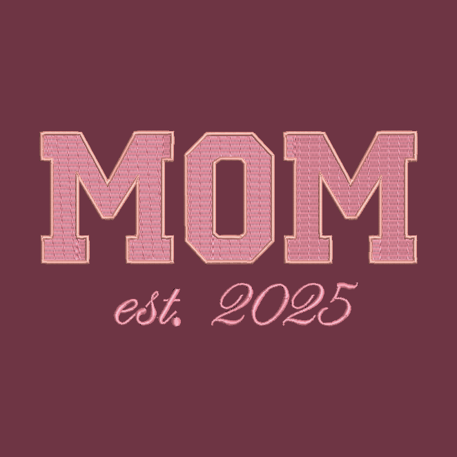 MOM Embroidered Adult Unisex Crewneck Sweatshirt New Mom 2025 Pink Thread