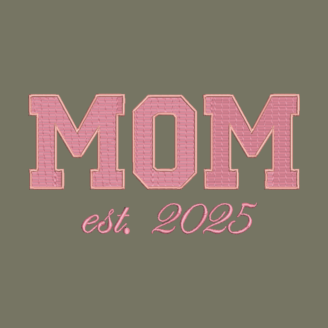 MOM Embroidered Adult Unisex Crewneck Sweatshirt New Mom 2025 Pink Thread
