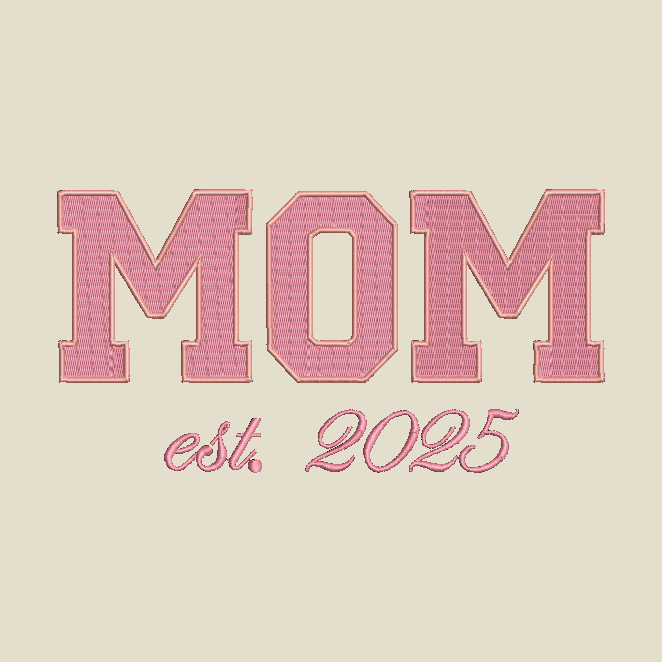 MOM Embroidered Adult Unisex Crewneck Sweatshirt New Mom 2025 Pink Thread