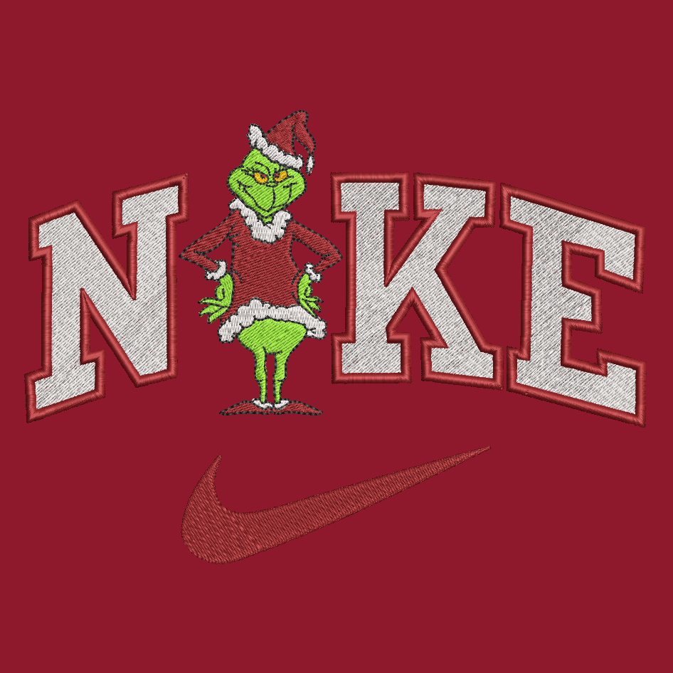 Nike Grinch Embroidered ADULT Hoodie / Crewneck Sweatshirt Unisex Christmas Red Outline