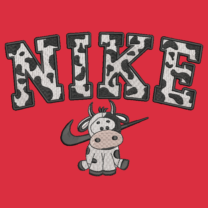 Nike Cow Embroidered TODDLER Crewneck Sweatshirt Black Spotted Farm Animal