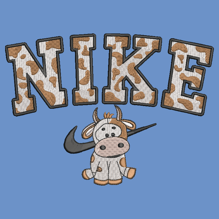 Nike Cow Embroidered YOUTH Hoodie / Crewneck Sweatshirt Kids Boy Girl Unisex BROWN Spotted Farm Animal