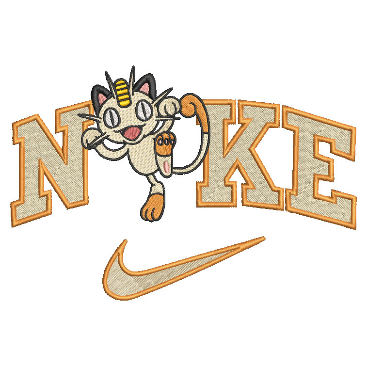 Nike Pokemon Meowth Embroidered ADULT Hoodie / Crewneck Sweatshirt Unisex Anime Cartoon Video Gamer Gift