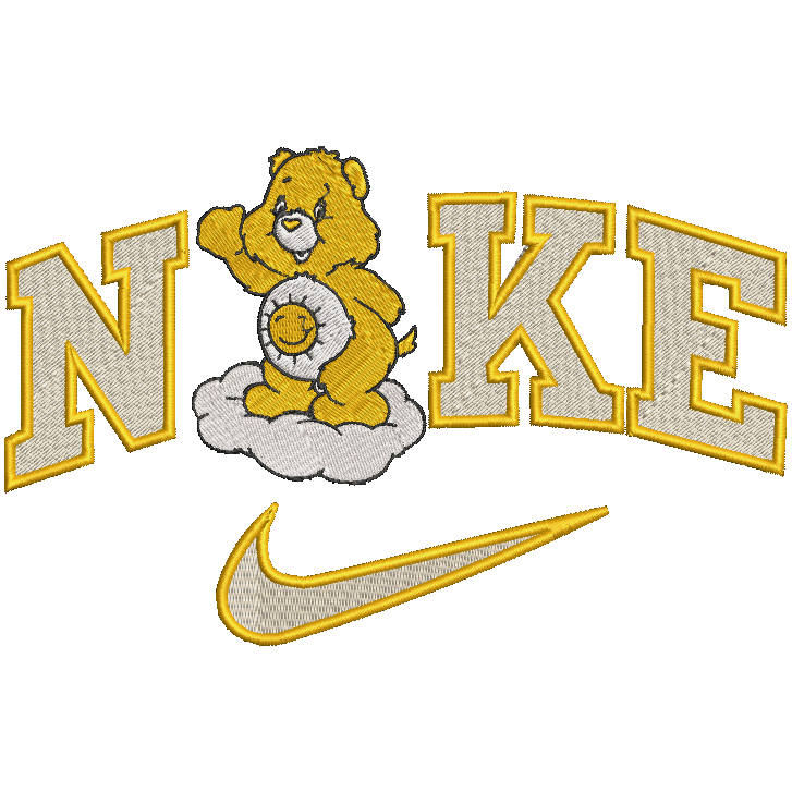 Nike Care Bears Embroidered ADULT Hoodie / Crewneck Sweatshirt Unisex Yellow Sunshine Bear 80s Cartoon Cozy Gift