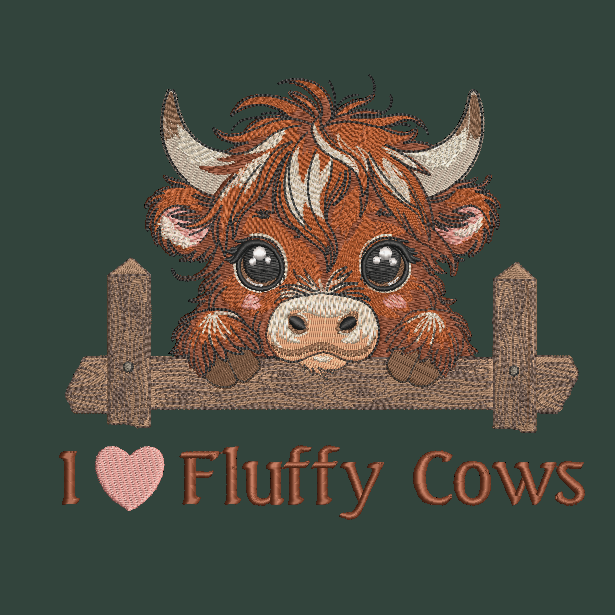 Highland Cow Sweatshirt I Love Fluffy Cows Embroidered Adult Unisex Crewneck