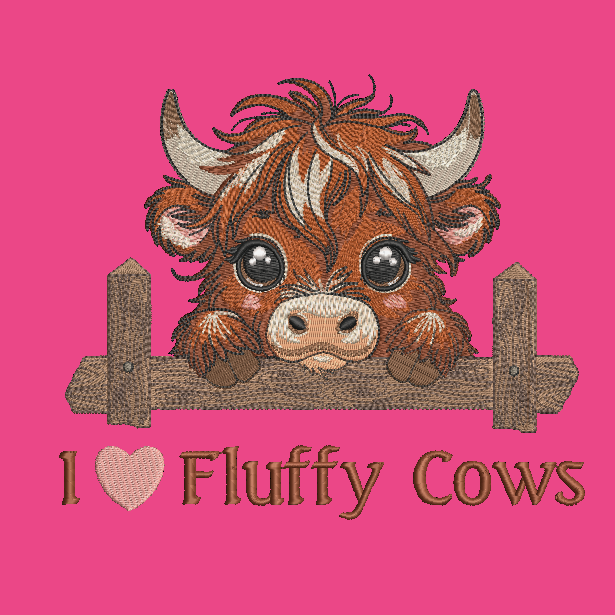 Highland Cow Sweatshirt I Love Fluffy Cows Embroidered Adult Unisex Crewneck
