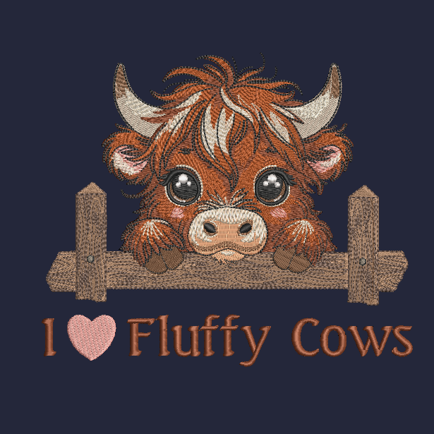 Highland Cow Sweatshirt I Love Fluffy Cows Embroidered Adult Unisex Crewneck
