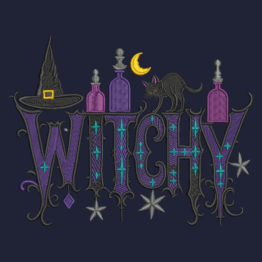 Witchy Embroidered ADULT Hoodie / Crewneck Sweatshirt Unisex Goth Magic Halloween Gift