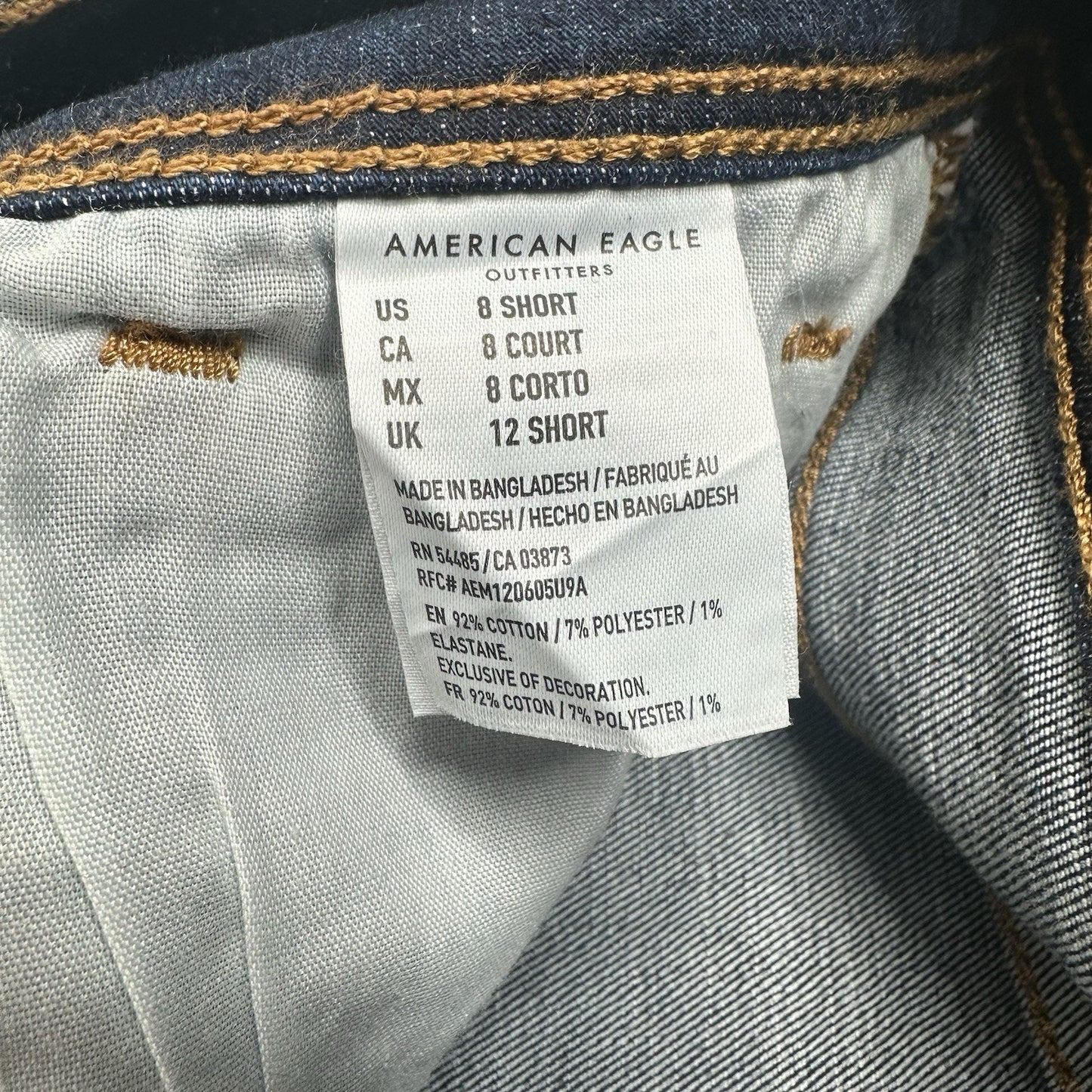 American Eagle Jeans Women 8 Short Kick Boot Blue Denim Rodeo Cowboy Western EUC