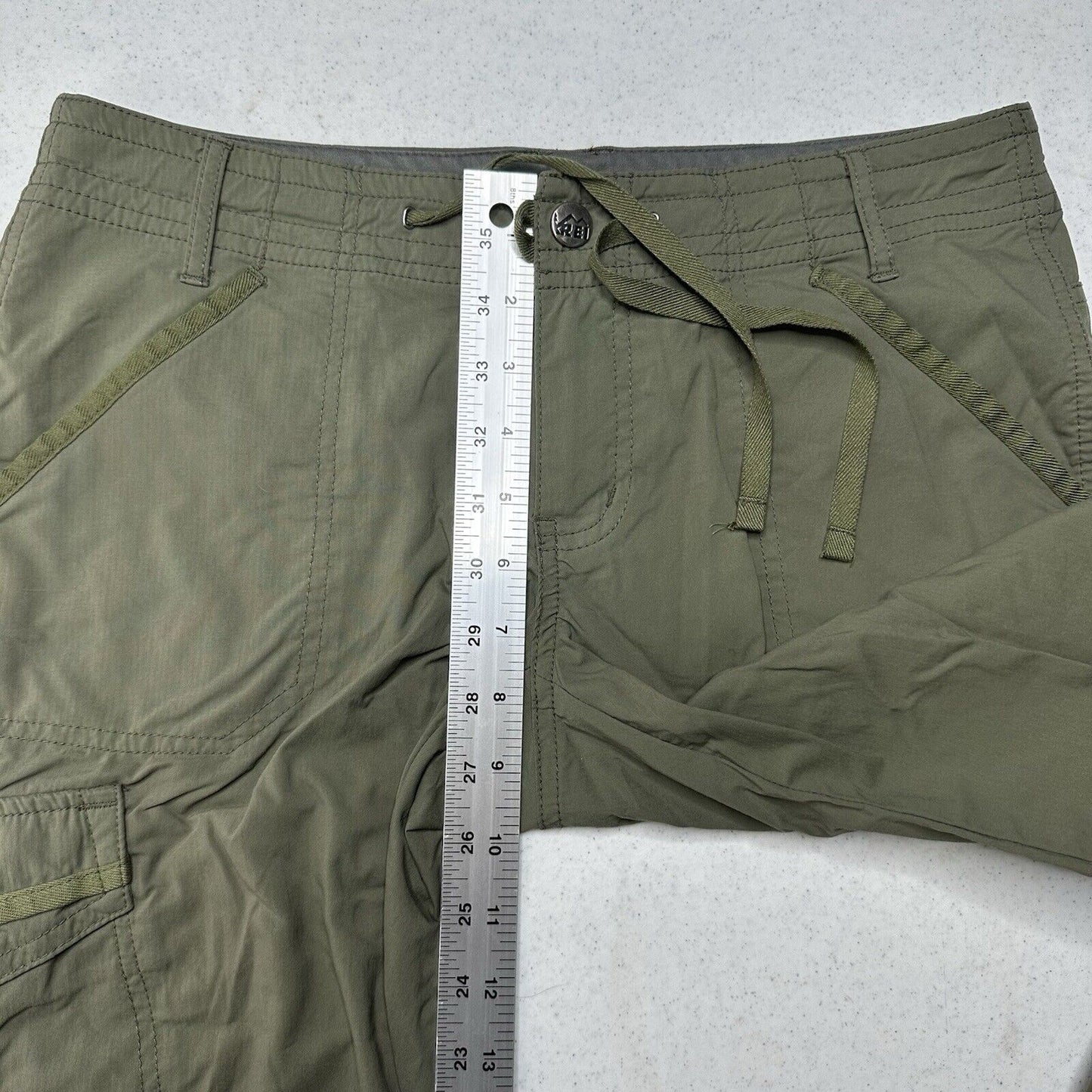 REI Pants Womens 4 Roll Up Convertible Green Hiking Gorpcore Trail Outdoor *Spot