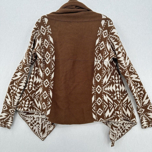 Patagonia Sweater Womens Small Cardigan Brown Beige Open Aztec Lambswool Western