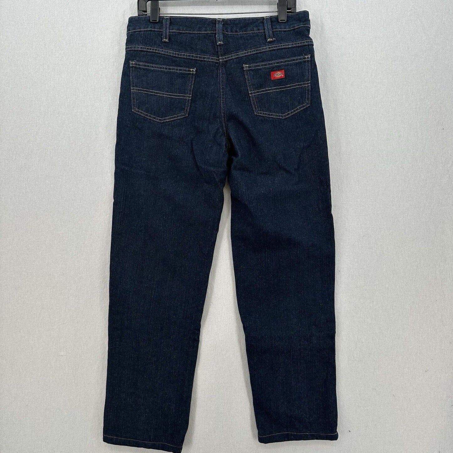Dickies Flannel Lined Jeans Women 8 Relaxed Fit Straight Blue Denim Plaid Hemmed