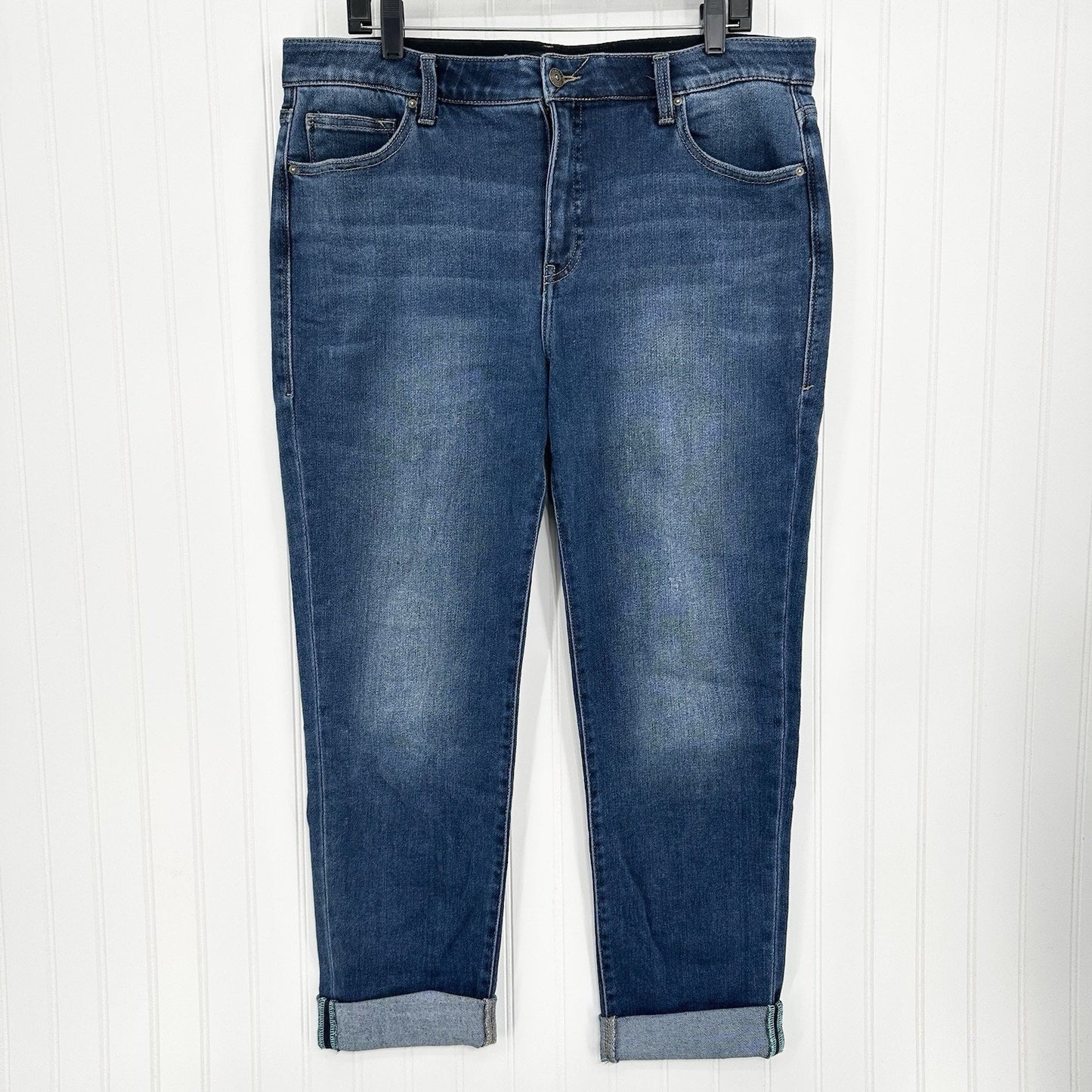 Lularoe Jeans Womens 32 US 14 Boyfriend Blue Stretch Denim Tummy Panel EUC