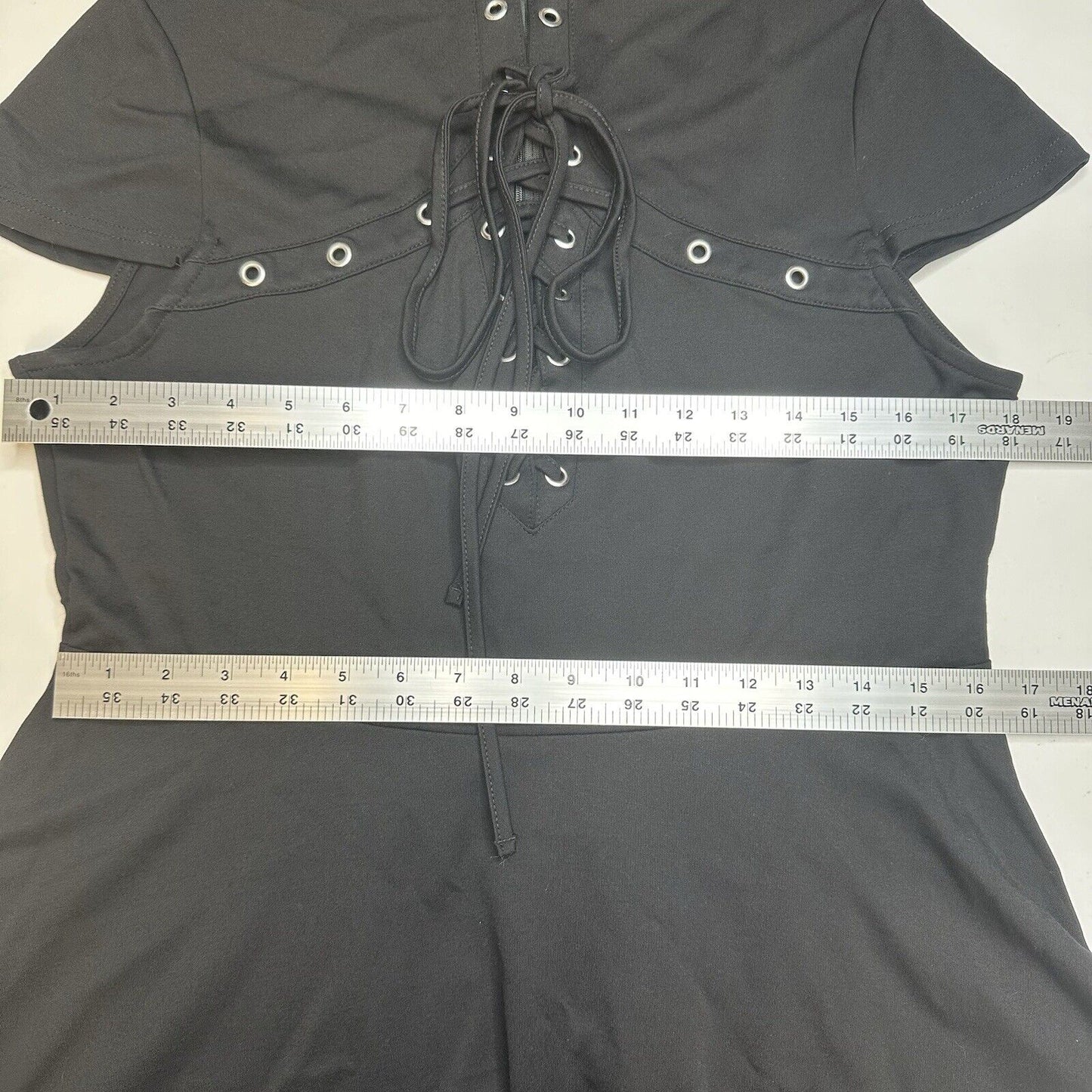 Killstar Dress Womens XL Black Lace Up Front Eyelets Gothic Witch Punk Rave EUC