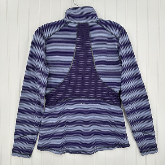 Title Nine Sweater Womens Small Full Zip Top Purple Stripes Jacket Thumbholes