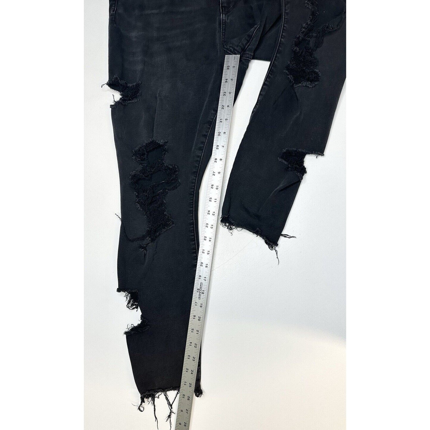 American Eagle Jeans 16 Short Super Hi Rise Jegging Next Level Black Distressed