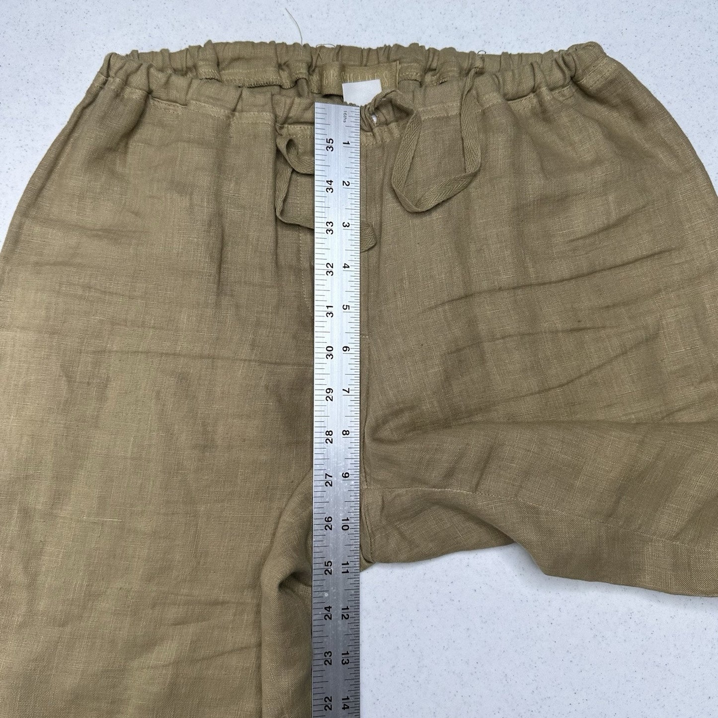 CP Shades Pants Women XS Linen Jenn Wide Leg Tan Pull On Coastal Beach Lagenlook