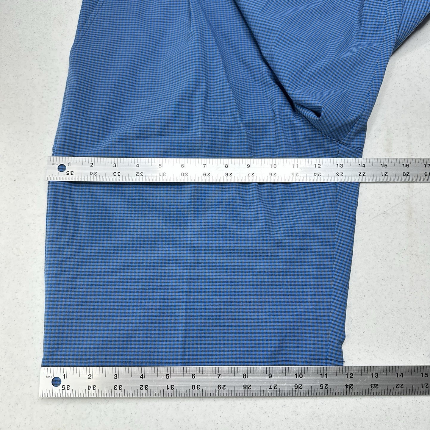 Adidas Shorts Mens 38 Ultimate 365 Chino Blue Gingham Check 10.5" Long NEW