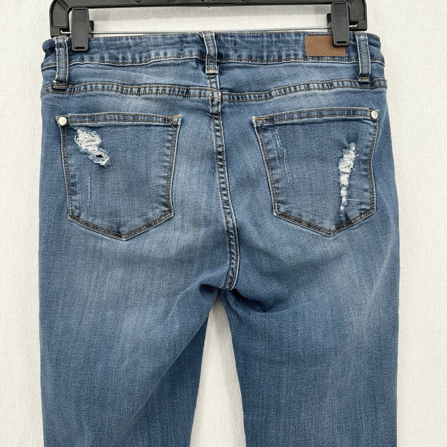 Judy Blue Jeans Womens 7 28 Skinny Blue Stretch Denim Crochet Distressed Grunge