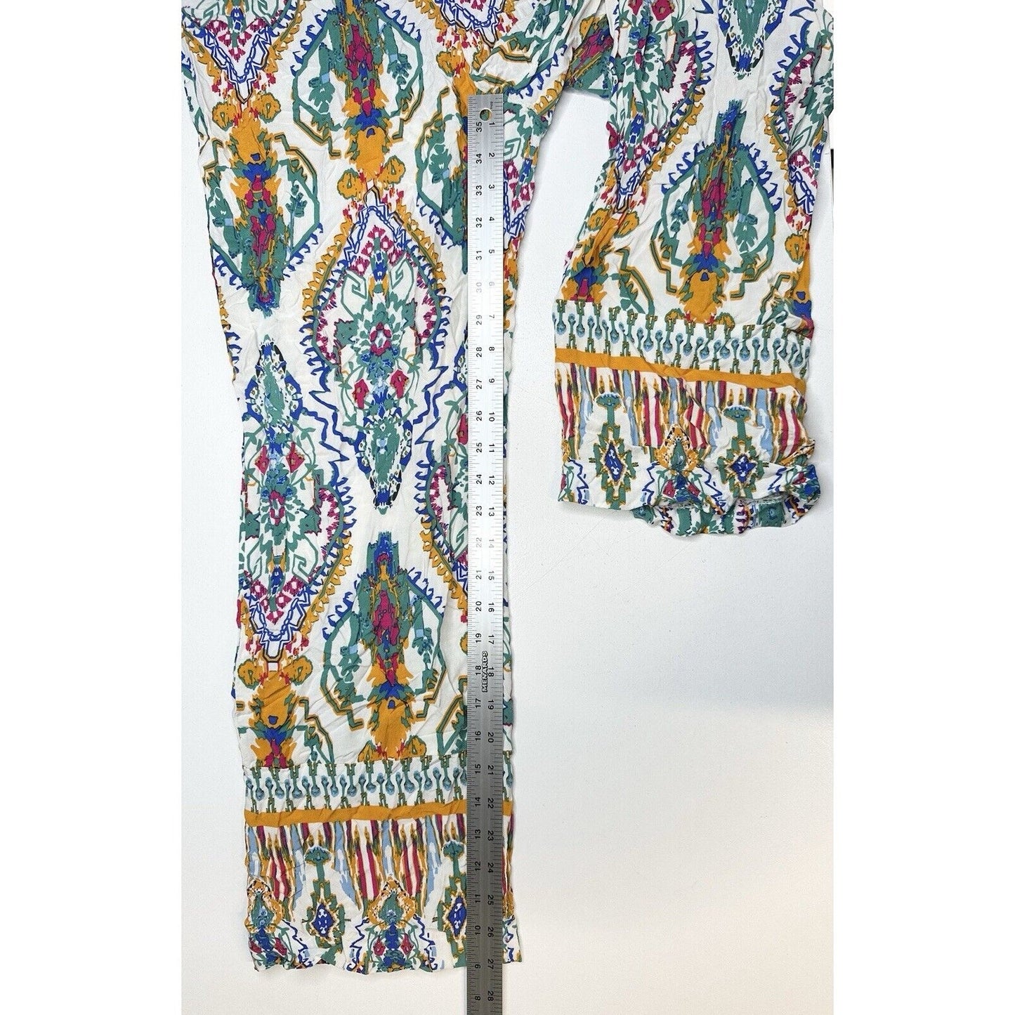 Christian Siriano Pants Womens Medium Straight Leg Pull On Tribal Aztec Beach