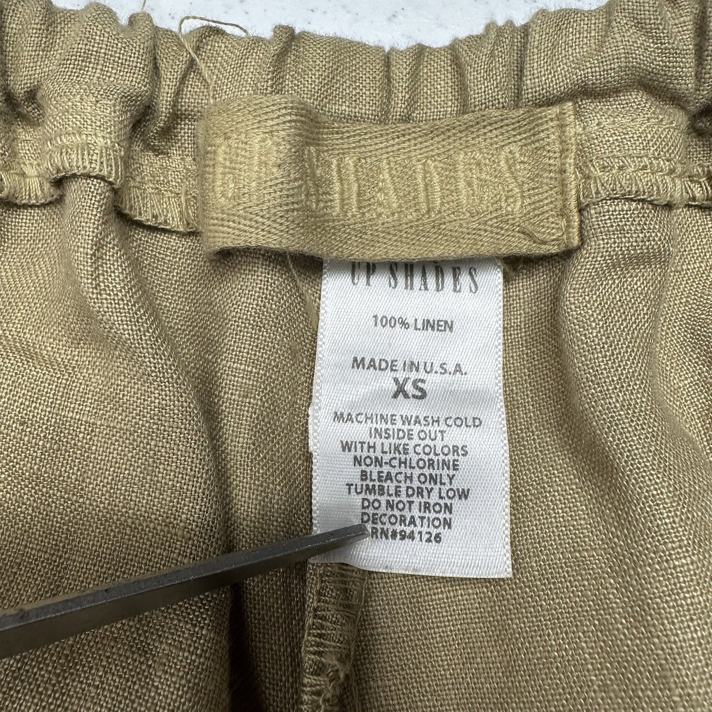CP Shades Pants Women XS Linen Jenn Wide Leg Tan Pull On Coastal Beach Lagenlook