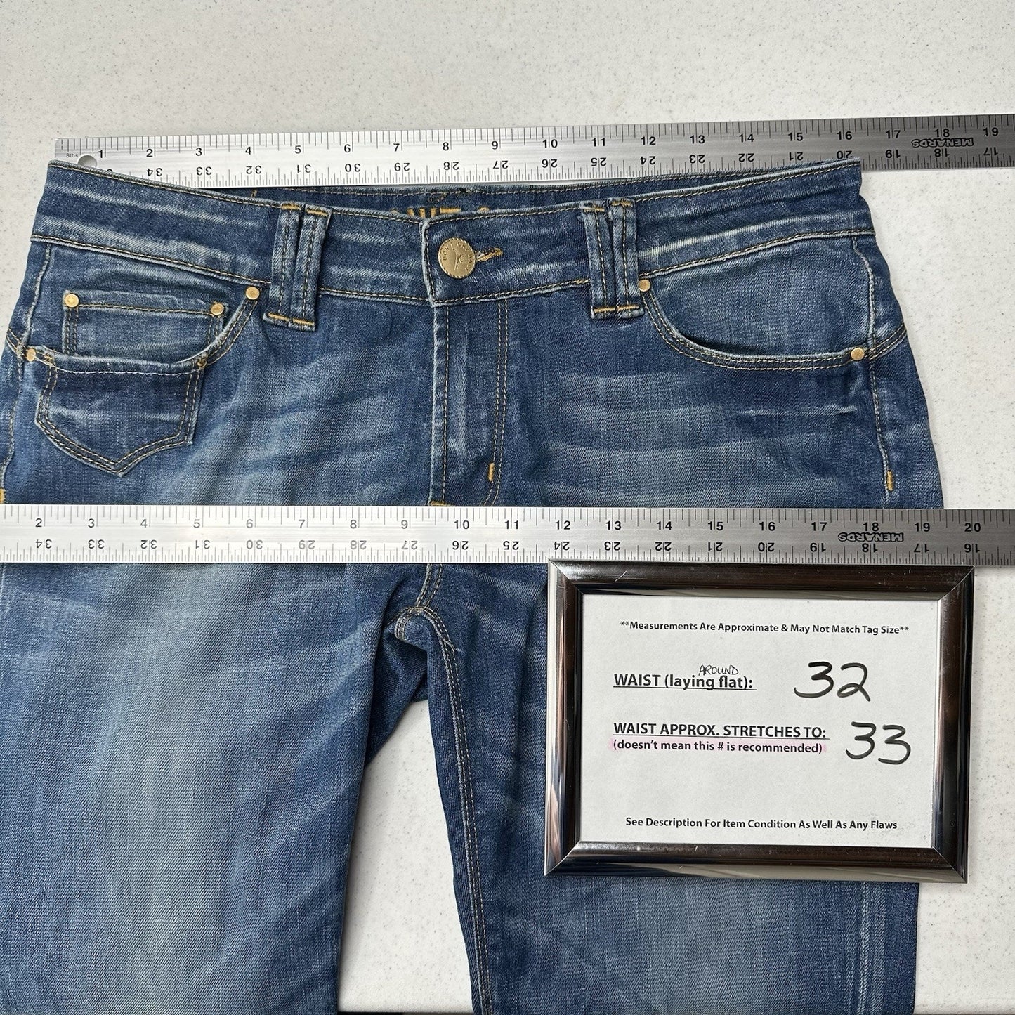 Dont Cry Milan Jeans Womens 12* Long Slim Bootcut Denim Western Cowboy *Flaws