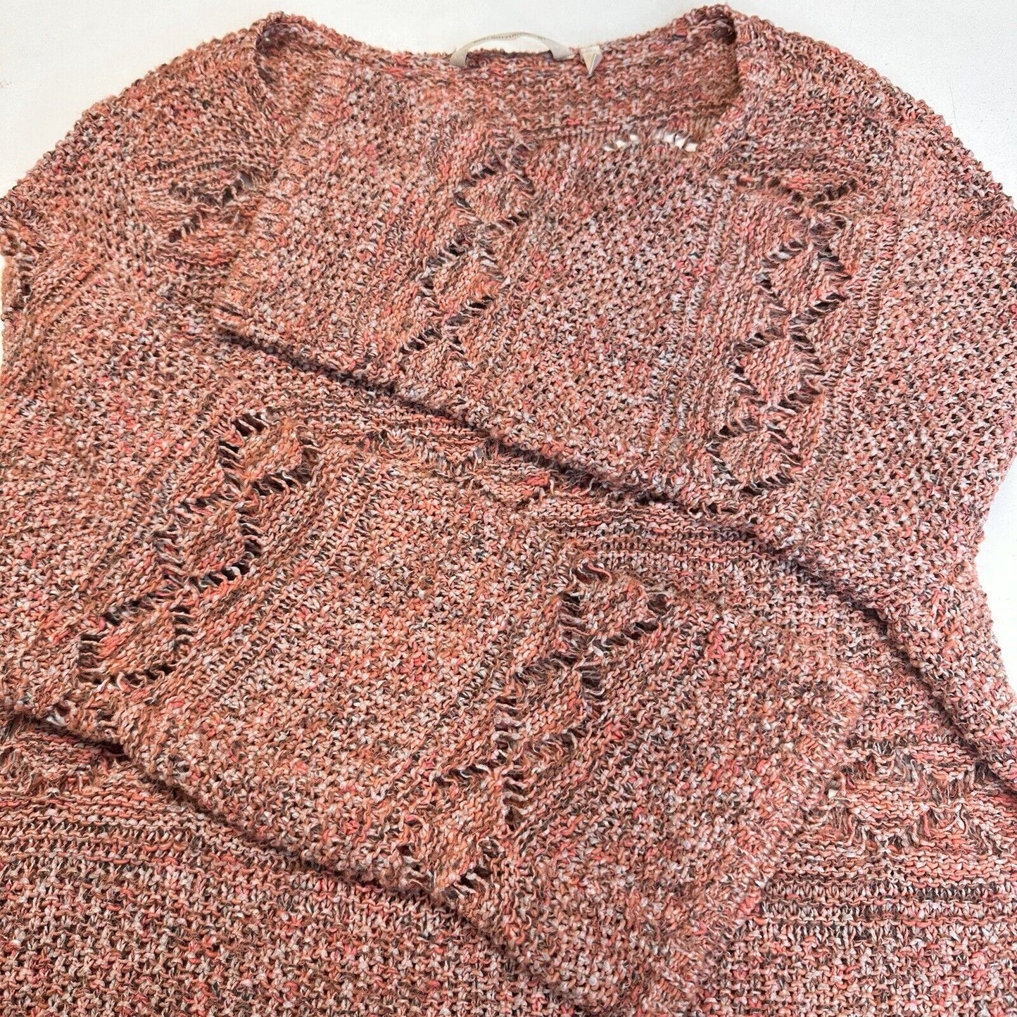 Soft Surroundings Sweater 1X Tunic Open Knit Orange Boho Top Coastal Cowgirl