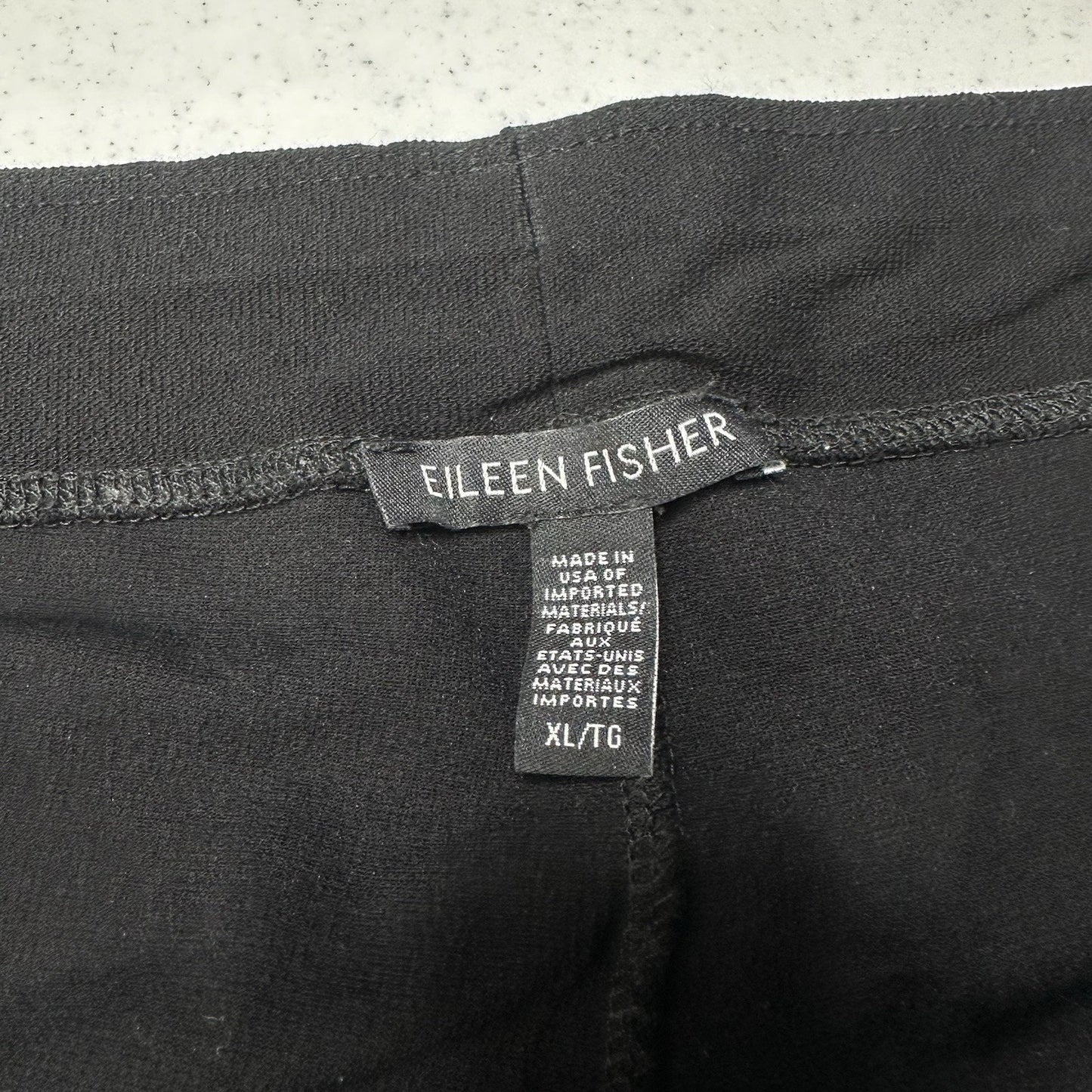 Eileen Fisher Pants XL Washable Crepe Slim Leg Black Minimalist Contemporary