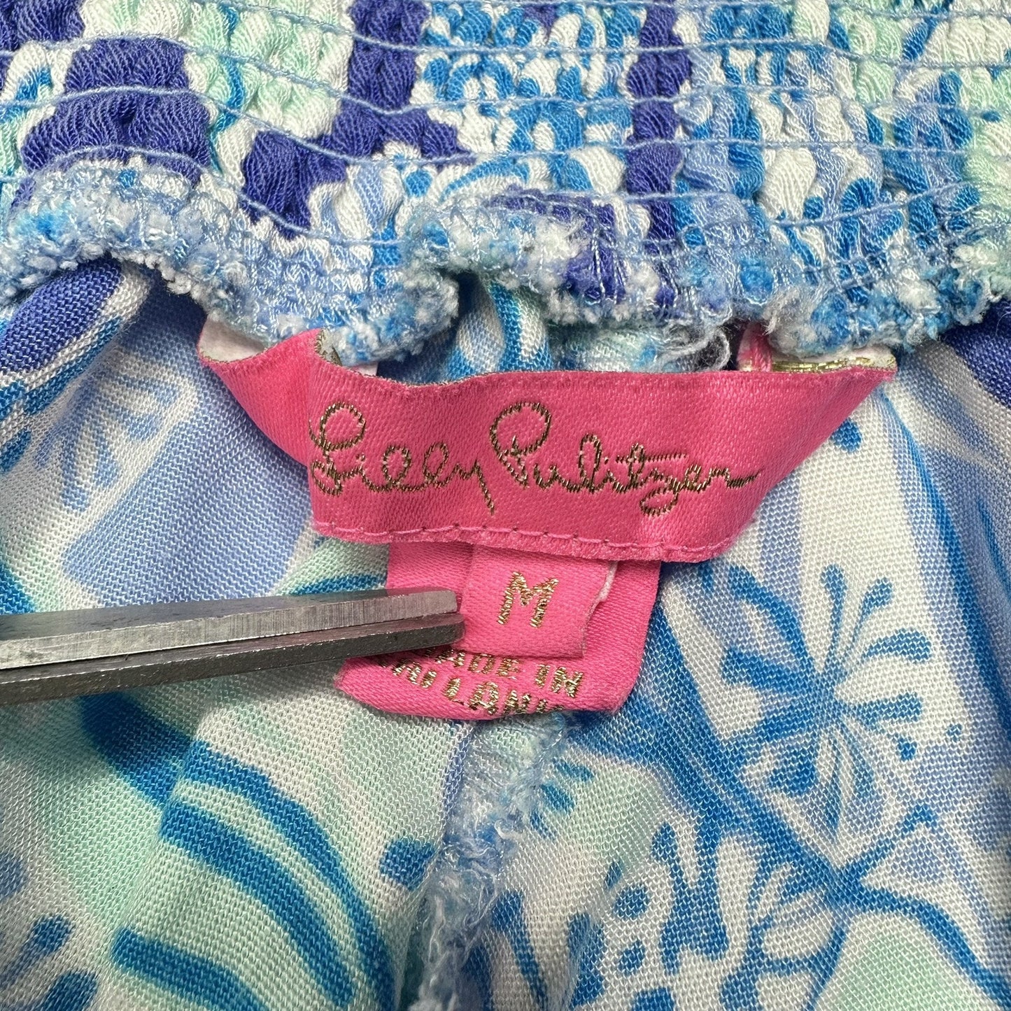 Lilly Pulitzer Shorts Womens M Dahlia Koala Scallop Hem Blue Coastal Barbie