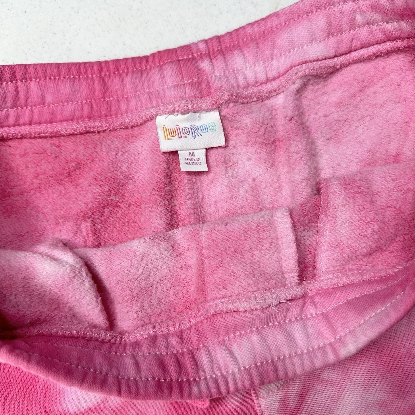 Lularoe Boyfriend Jogger Womens Medium Sweatpant Bright Pink Tie Dye Cozy Lounge