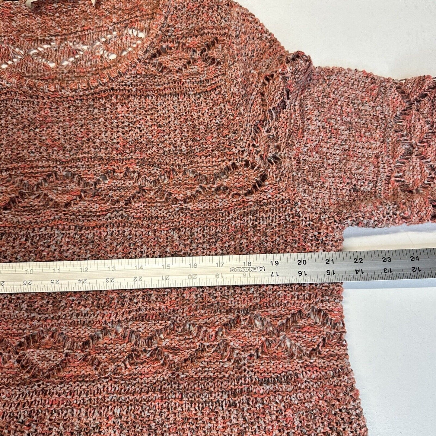 Soft Surroundings Sweater 1X Tunic Open Knit Orange Boho Top Coastal Cowgirl