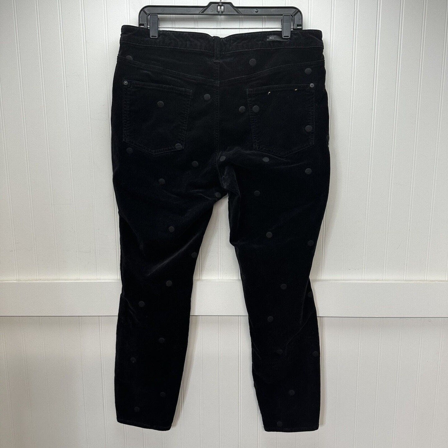 Pilcro Letterpress Jeans Womens 33 Black Velvet High Rise Skinny Polka Dots