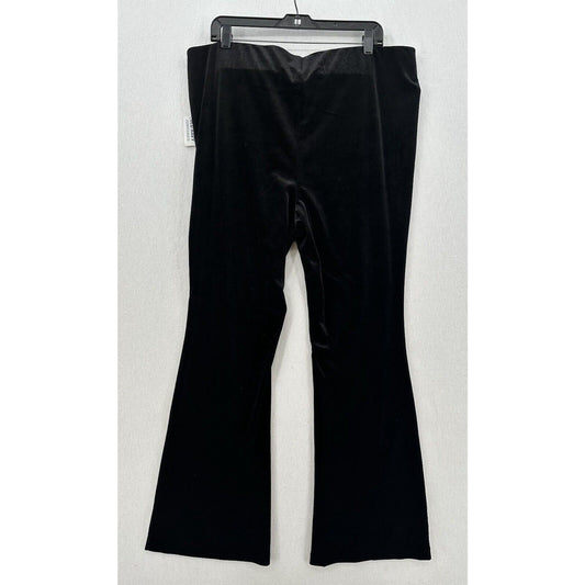 Old Navy Velvet Pants Women 2X High Rise Flare Black Pull On Witch Boho Goth NEW