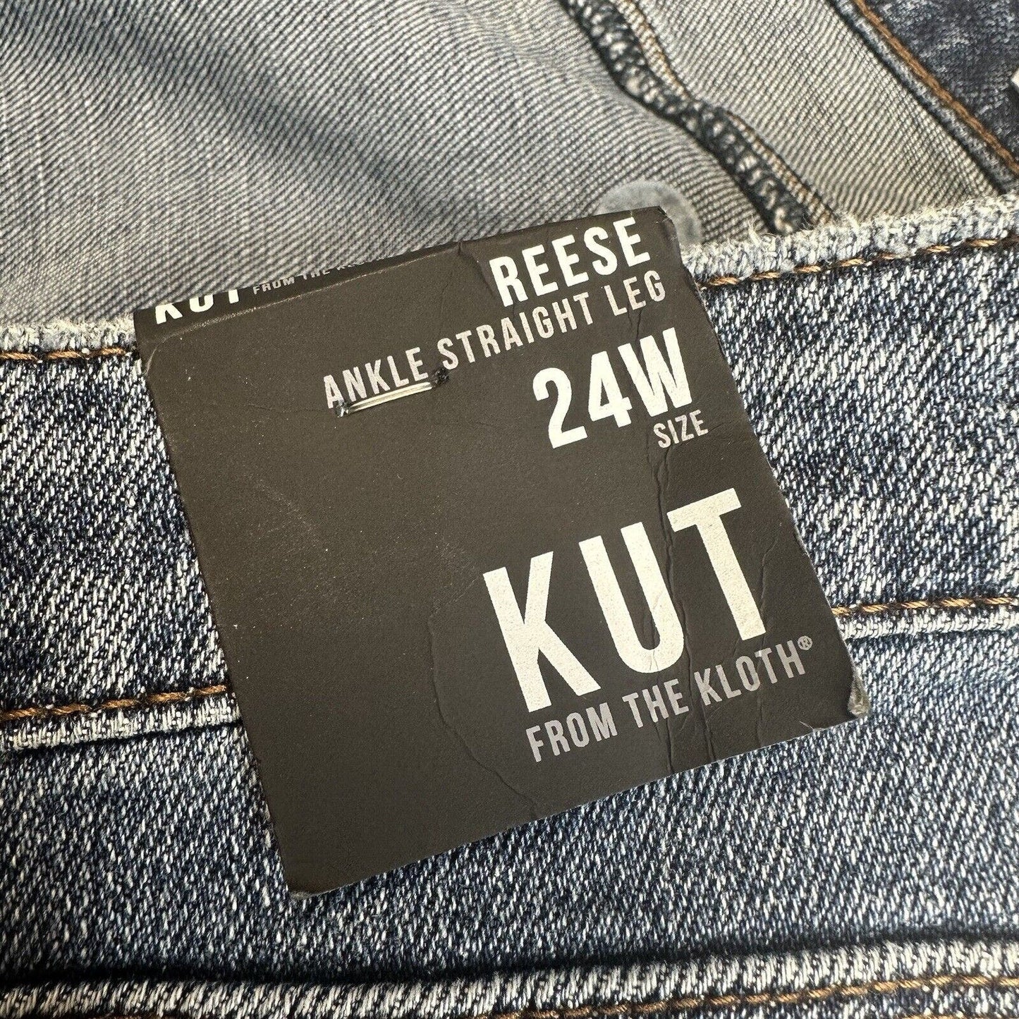 Kut From The Kloth Jeans Womens 24W Reese Ankle Straight Denim Blue Fray NEW