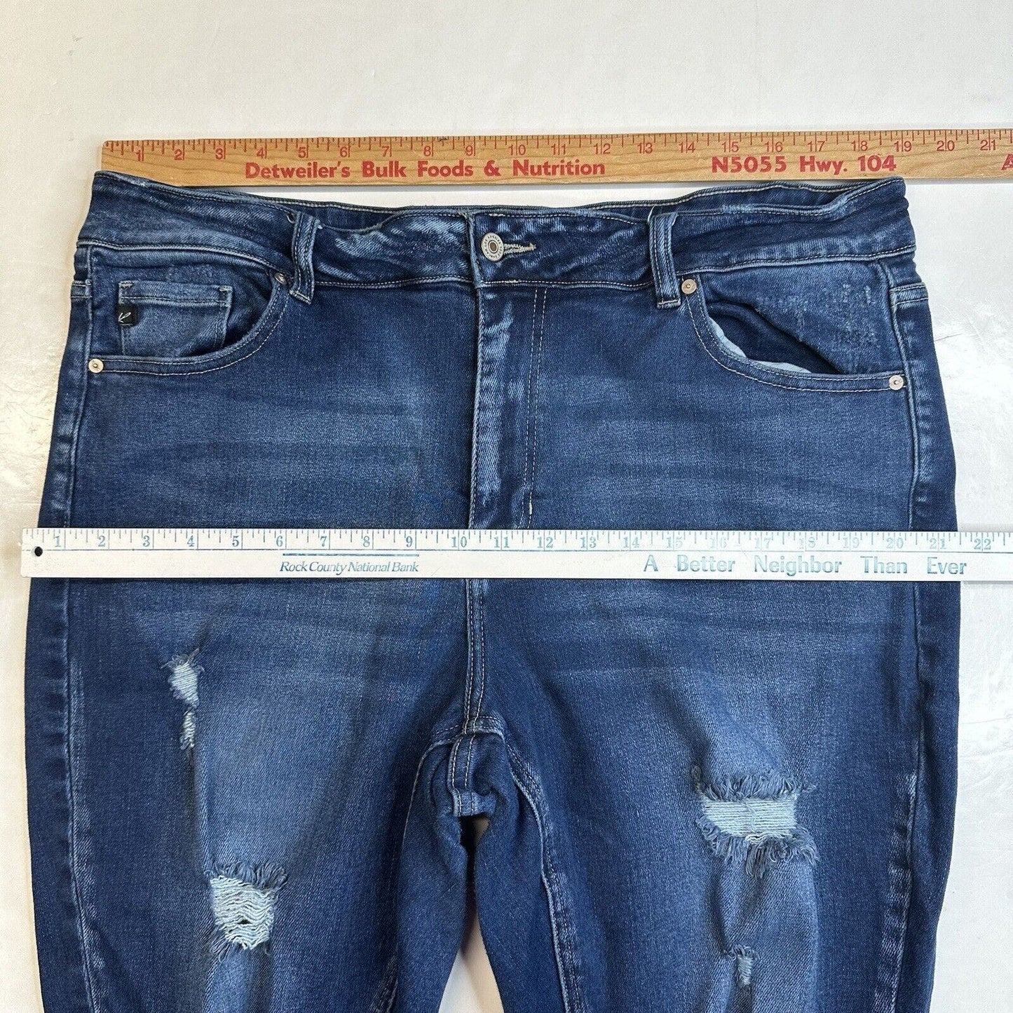 Kancan Jeans 20 Womens Skinny Blue Stretch Denim Distressed Fray Dark Plus Size