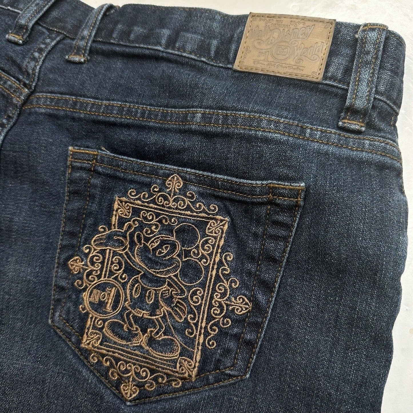 Disney Jeans Womens 12 Bootcut Flare Mickey Mouse Blue Denim Embroidery Cowboy