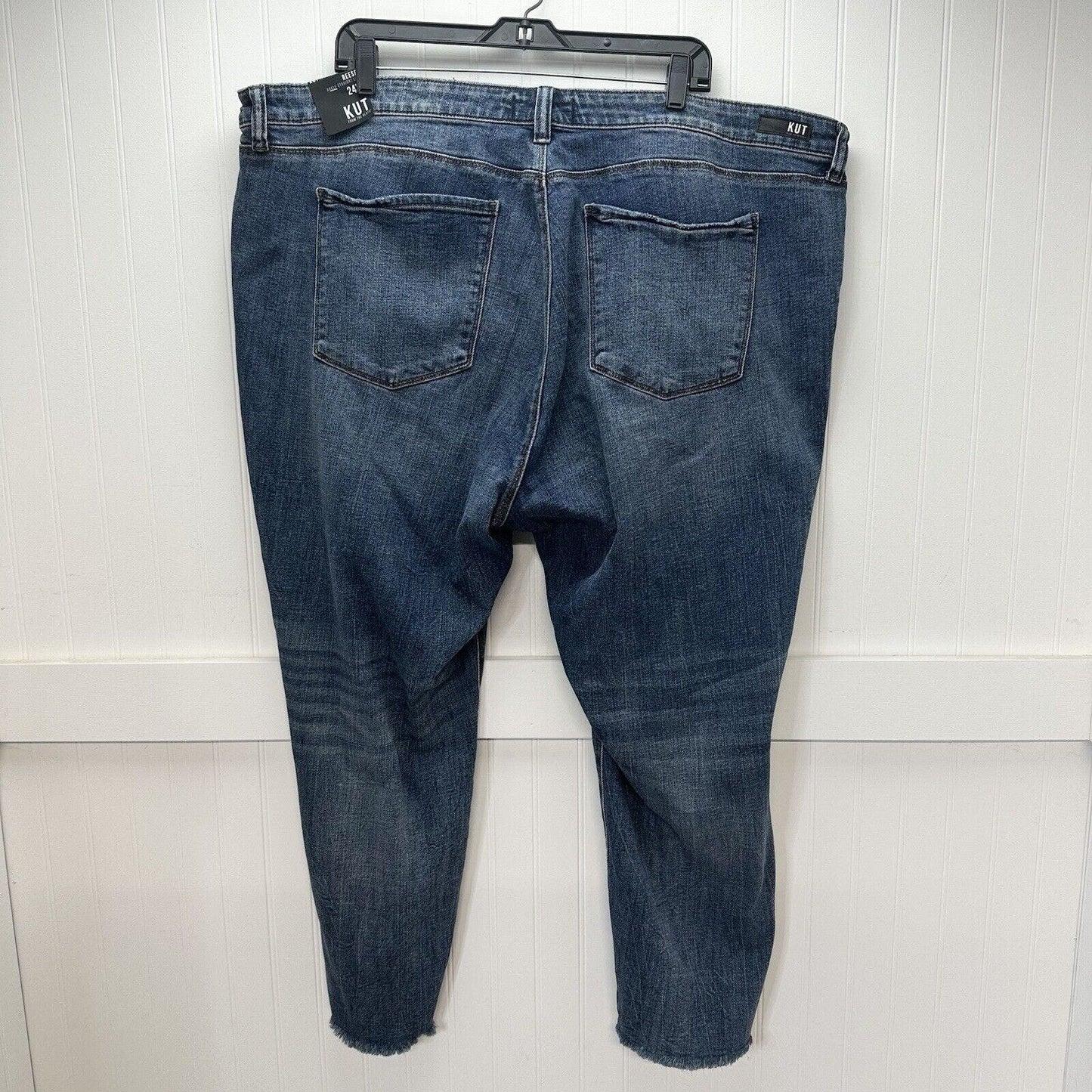 Kut From The Kloth Jeans Womens 24W Reese Ankle Straight Denim Blue Fray NEW