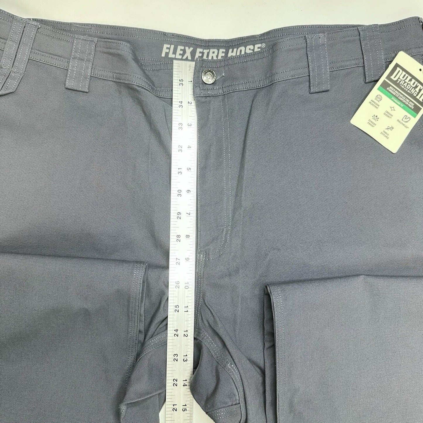 Duluth Trading Pants Mens 42x34 Flex Fire Hose Carpenter Standard Fit Gray NEW