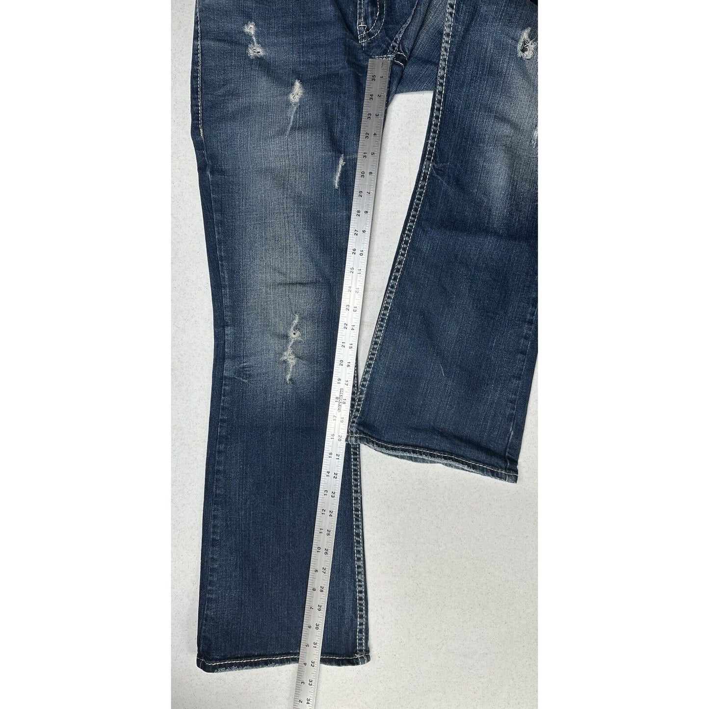 Silver Jeans Womens 30 Suki Boot Surplus Blue Bootcut Denim Western Gold Sequins