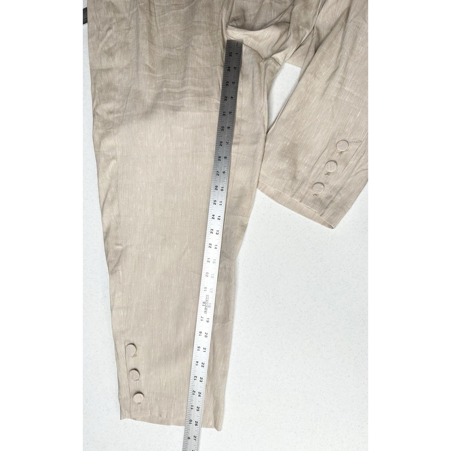 J Jill Pants Women XL Linen Blend Beige Tapered Ankle Coastal Beach Minimal NEW
